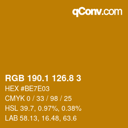 カラーコード: RGB 190.1 126.8 3 | qconv.com