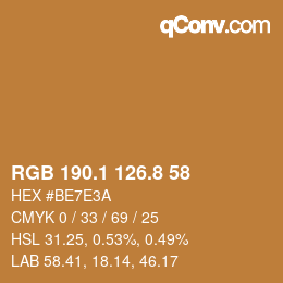 カラーコード: RGB 190.1 126.8 58 | qconv.com