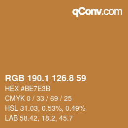 Color code: RGB 190.1 126.8 59 | qconv.com