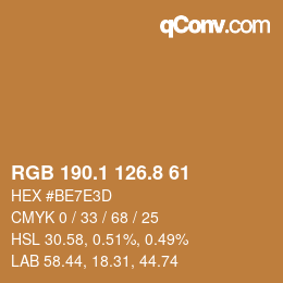 Color code: RGB 190.1 126.8 61 | qconv.com