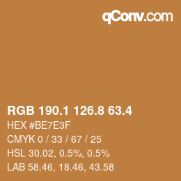 カラーコード: RGB 190.1 126.8 63.4 | qconv.com