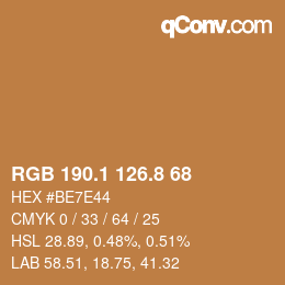 Farbcode: RGB 190.1 126.8 68 | qconv.com