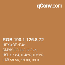 Color code: RGB 190.1 126.8 72 | qconv.com