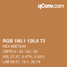 Color code: RGB 190.1 126.8 73 | qconv.com