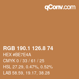 Color code: RGB 190.1 126.8 74 | qconv.com