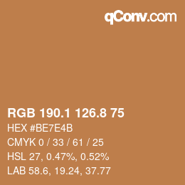 カラーコード: RGB 190.1 126.8 75 | qconv.com