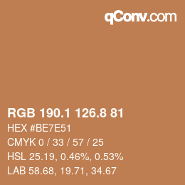 Color code: RGB 190.1 126.8 81 | qconv.com