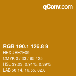 カラーコード: RGB 190.1 126.8 9 | qconv.com