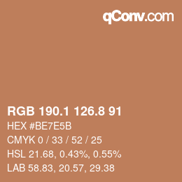 Color code: RGB 190.1 126.8 91 | qconv.com