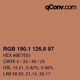 カラーコード: RGB 190.1 126.8 97 | qconv.com