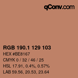 カラーコード: RGB 190.1 129 103 | qconv.com