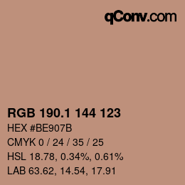 カラーコード: RGB 190.1 144 123 | qconv.com
