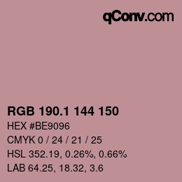 カラーコード: RGB 190.1 144 150 | qconv.com