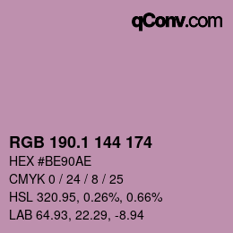 カラーコード: RGB 190.1 144 174 | qconv.com