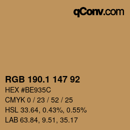 カラーコード: RGB 190.1 147 92 | qconv.com