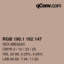カラーコード: RGB 190.1 162 147 | qconv.com
