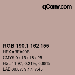カラーコード: RGB 190.1 162 155 | qconv.com