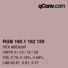 カラーコード: RGB 190.1 162 159 | qconv.com