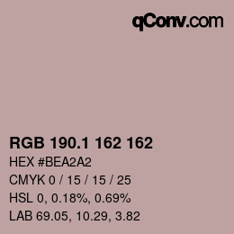 カラーコード: RGB 190.1 162 162 | qconv.com