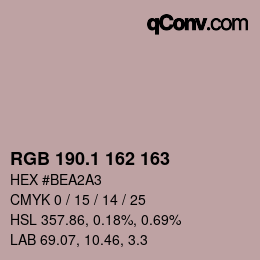 カラーコード: RGB 190.1 162 163 | qconv.com