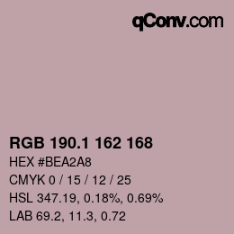 カラーコード: RGB 190.1 162 168 | qconv.com