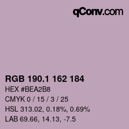 カラーコード: RGB 190.1 162 184 | qconv.com