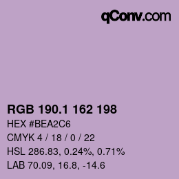 カラーコード: RGB 190.1 162 198 | qconv.com