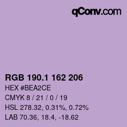カラーコード: RGB 190.1 162 206 | qconv.com