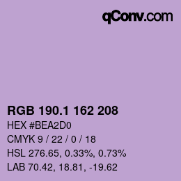 カラーコード: RGB 190.1 162 208 | qconv.com