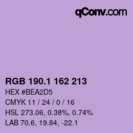 カラーコード: RGB 190.1 162 213 | qconv.com