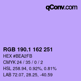 カラーコード: RGB 190.1 162 251 | qconv.com