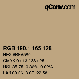Color code: RGB 190.1 165 128 | qconv.com