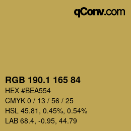 カラーコード: RGB 190.1 165 84 | qconv.com