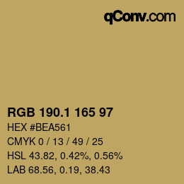 カラーコード: RGB 190.1 165 97 | qconv.com