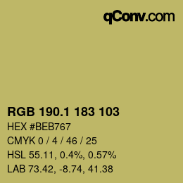 カラーコード: RGB 190.1 183 103 | qconv.com