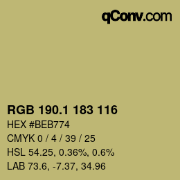カラーコード: RGB 190.1 183 116 | qconv.com