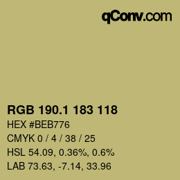 カラーコード: RGB 190.1 183 118 | qconv.com