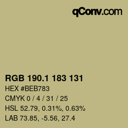 カラーコード: RGB 190.1 183 131 | qconv.com