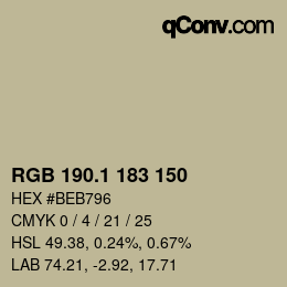カラーコード: RGB 190.1 183 150 | qconv.com