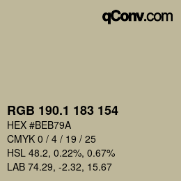 カラーコード: RGB 190.1 183 154 | qconv.com