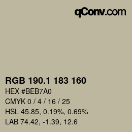 カラーコード: RGB 190.1 183 160 | qconv.com