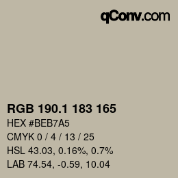 カラーコード: RGB 190.1 183 165 | qconv.com