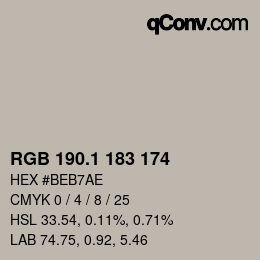 Color code: RGB 190.1 183 174 | qconv.com
