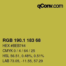 カラーコード: RGB 190.1 183 68 | qconv.com
