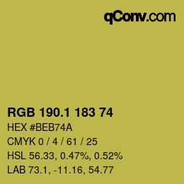 カラーコード: RGB 190.1 183 74 | qconv.com