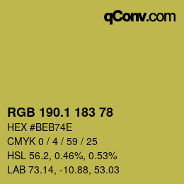 カラーコード: RGB 190.1 183 78 | qconv.com