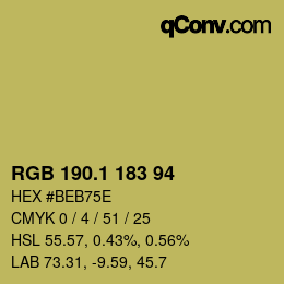 カラーコード: RGB 190.1 183 94 | qconv.com
