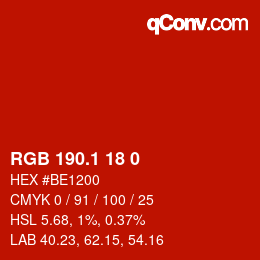 カラーコード: RGB 190.1 18 0 | qconv.com