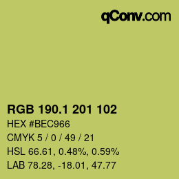 カラーコード: RGB 190.1 201 102 | qconv.com