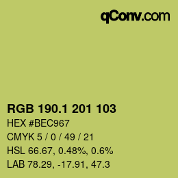 カラーコード: RGB 190.1 201 103 | qconv.com